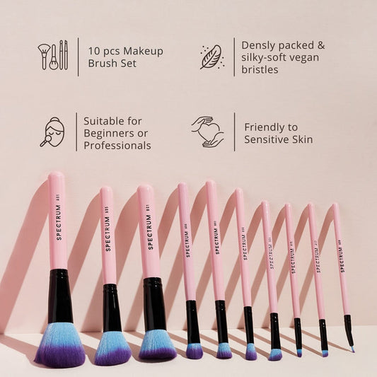 10 Piece Essential Makeup Brush Set